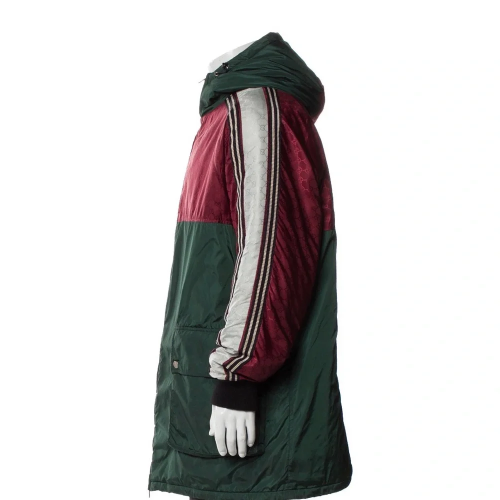 Gucci Green and Burgundy Hooded parka Coat